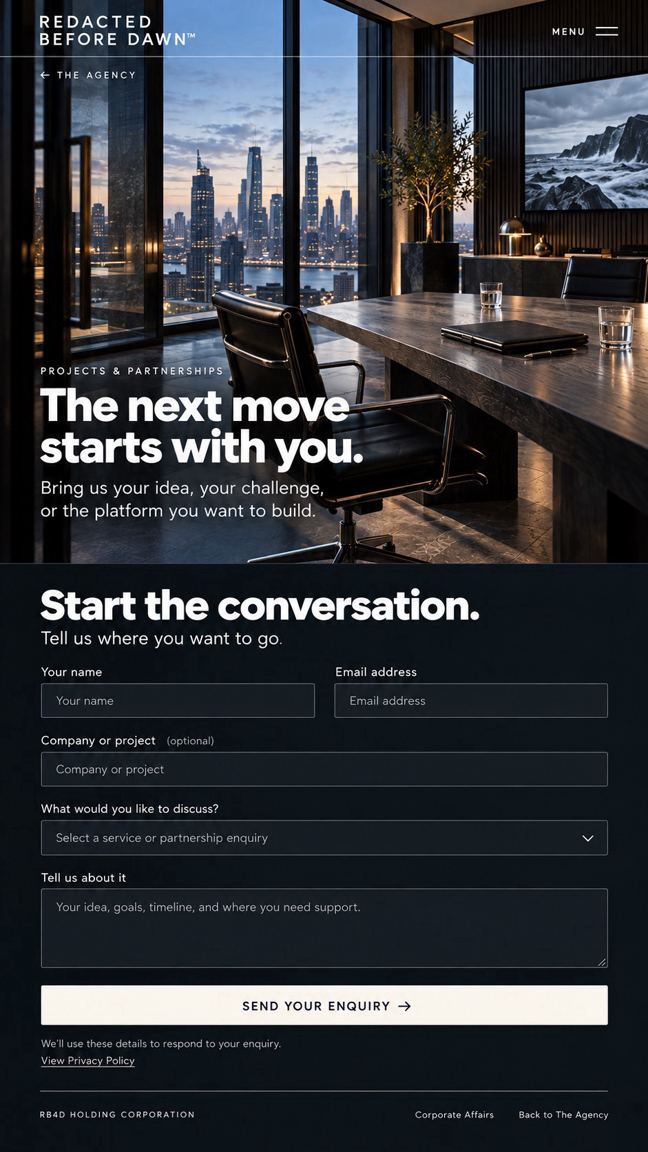 Projects & Partnerships · Start the conversation